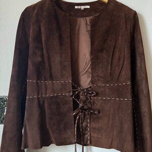 Meritage Leather Suede Jacket with Ties